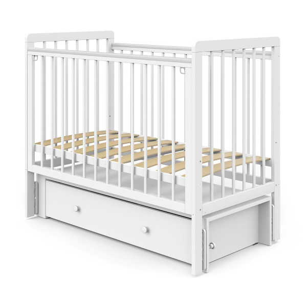 Кровать детская Baby Master, Ariel 02 ящик-маятник дерево-ЛДСП 5831904 (Белая аляска)
