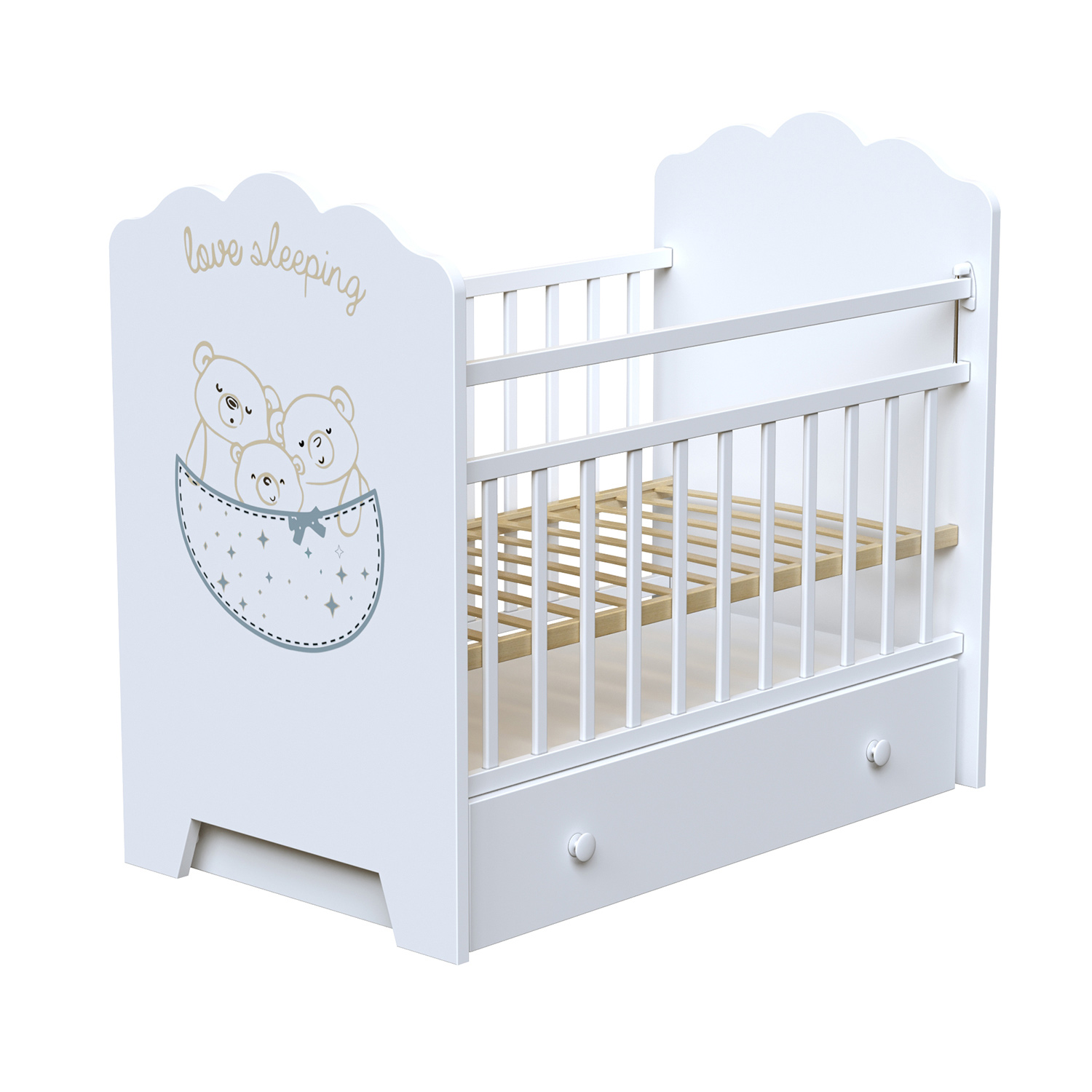 Детская кровать для новорожденных с ящиками