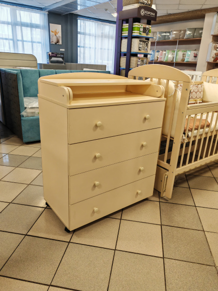 Комод Ульяна-2 4ящика 80см ЛДСП (Витринный образец Слоновая кость)