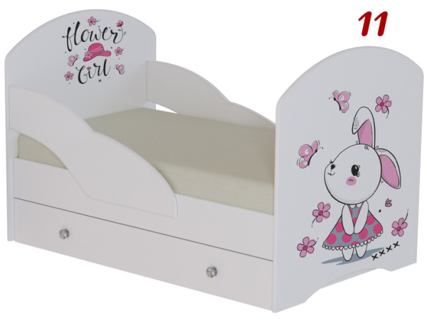 Кровать подростковая Малыш-3 с фотопечатью 160х80см (№11 Зайчик с цветочками)