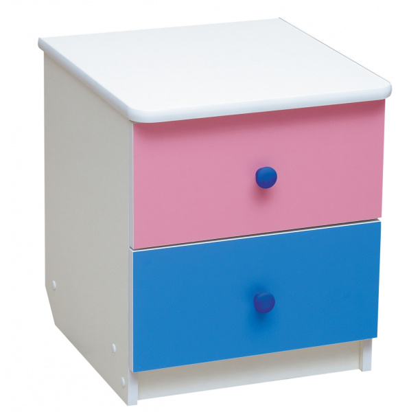Тумба прикроватная детская Радуга   (Белый+Светло-розовый+Синий)