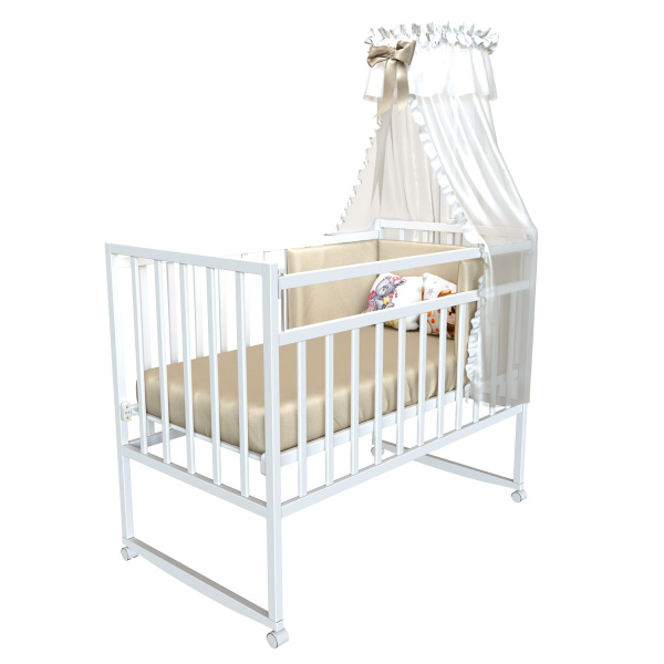 Кровать детская Magico Mini-2 колесо и качалка  (Белый)