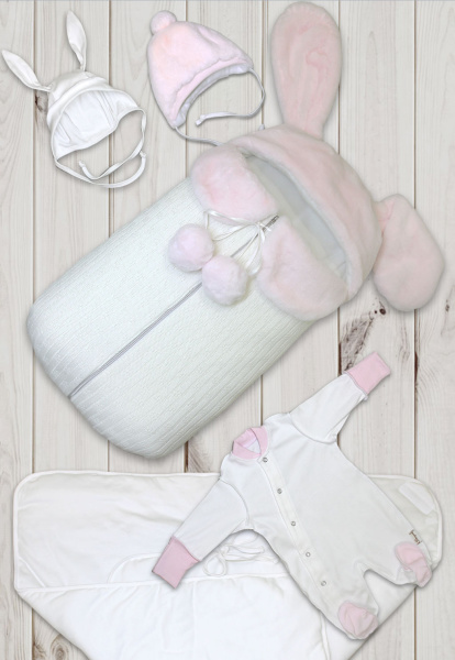 Комплект на выписку "Пухлики-2" без вышивки  (Розовый)