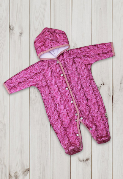 Комбинезон без подклада Косички теплый футер (Розовые косички)