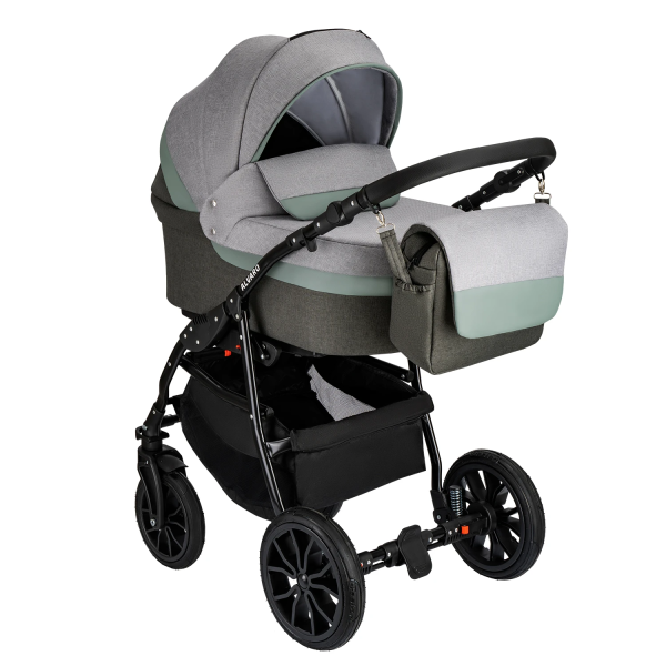 Коляска Alis Alvaro 2в1 (Al 10 (т.серый+св.серый+шалфей кожа))