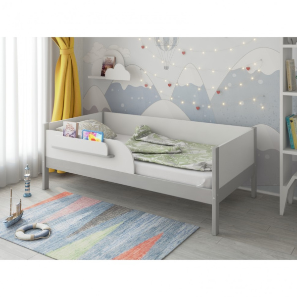 Кровать Baby Master Astrid 160х80см ЛДСП, сосна (Серый-белый)