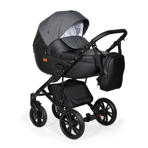 Коляска Indigo Mio 2в1 (Mi07 черная кожа+черный узор)