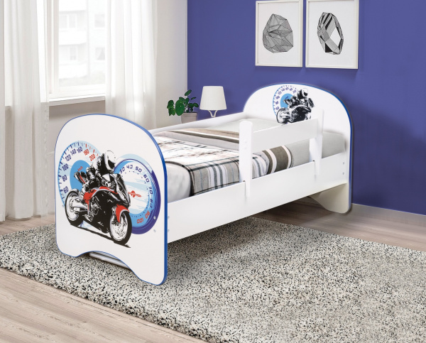 Кровать подростковая 160х80см с фотопечатью ящик  (Мотоцикл)