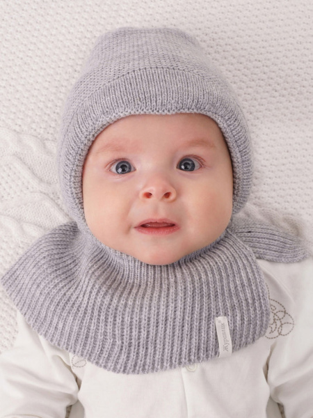 Двойная шапочка с манишкой Н-М утепленный (р.38-40серый)