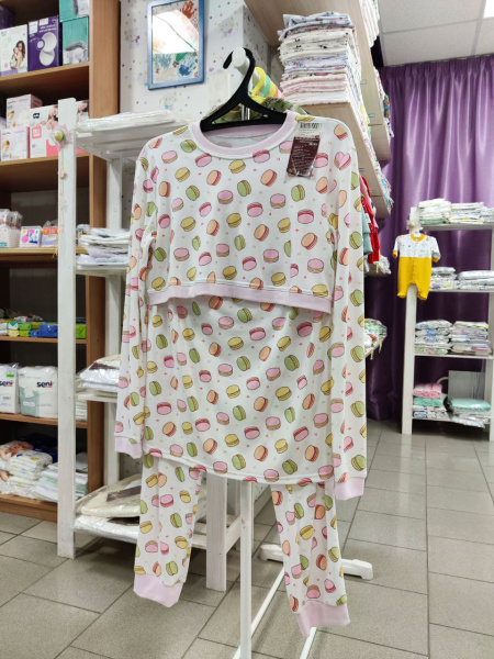 Пижама для кормящих мам Мапуся 2в1 (Макаронс)