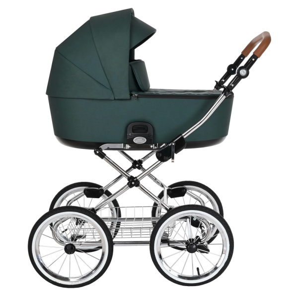 Коляска Roan Bass Next Classic 1в1 колеса d14 (RCL272/1 Pacific Green/Chrome/руч.Коричневый)