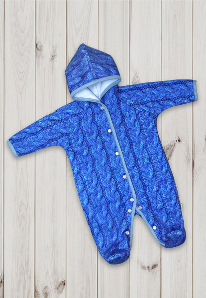 Комбинезон без подклада Косички теплый футер (Голубые косички)