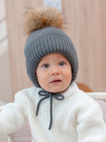 Шапка дет. 7523пш (р.48-50 т.серый)