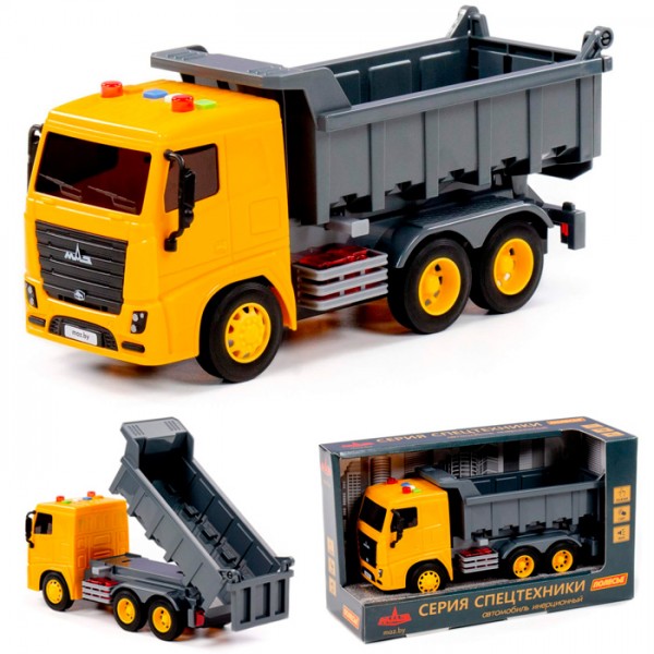 Автомобиль МАЗ самосвал инерционный со светом и звуком 