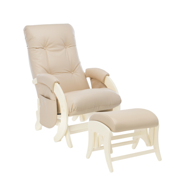 Кресло для кормления комплект Milli Smile (кресло+пуф) (Дуб шампань/экокожа Polaris Beige)