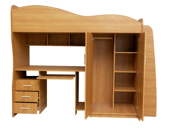 Кровать-чердак с письменным столом Юниор-3 200х80см (Вишня оксфорд)