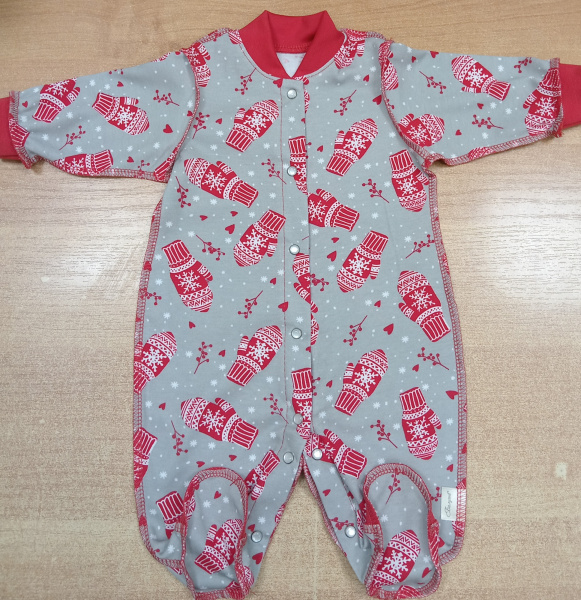 Комбинезон без подклада Звездопад интерлок (Рост 56 Варежки)