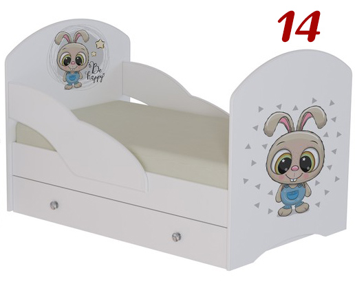 Кровать подростковая Малыш-3 с фотопечатью 160х80см (№14 Счастливый зайчик)