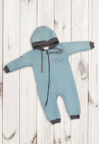 Комбинезон детский Believe 86-92см, 98-104см  теплый футер (рост98-104 Голубой)