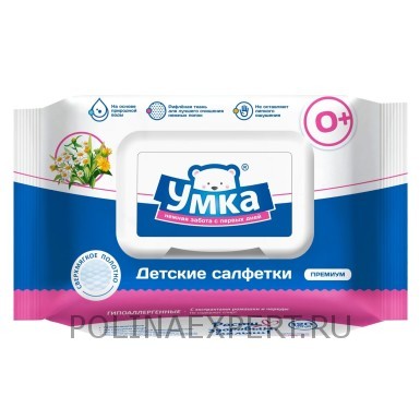 Салфетки детские 72шт рифл.ткань с клапаном УМКА  