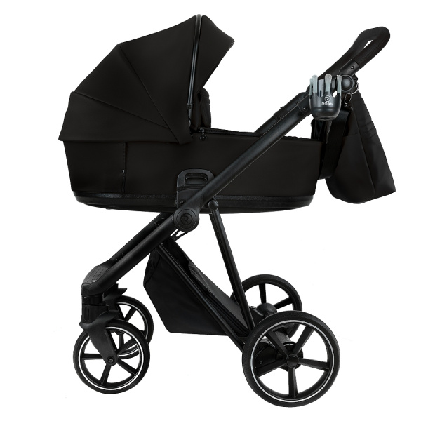 Коляска 2в1 Roan Sol 2.0 Vintage Leather (SL/10/L Black/Black/руч.Черный)