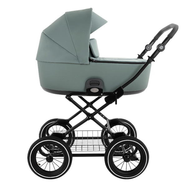 Коляска Roan Bass Next Classic 2в1 Кожа колеса d12  (RCL303/1 Misti Mint/Grey/d12/руч. Серый)