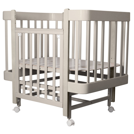 Кровать детская "Indigo "Tiny" (ложе 100*70, закругленные углы, продольный маятник+колеса)IN-08 (Кашемир-кашемир)