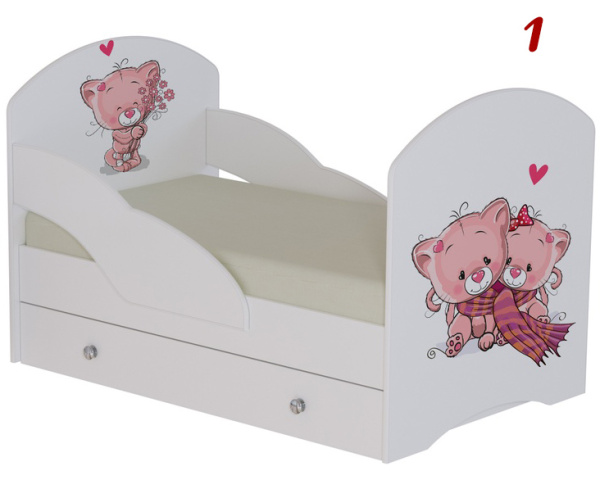 Кровать подростковая Малыш-3 с фотопечатью 160х80см (№1 Мишки с сердечком)