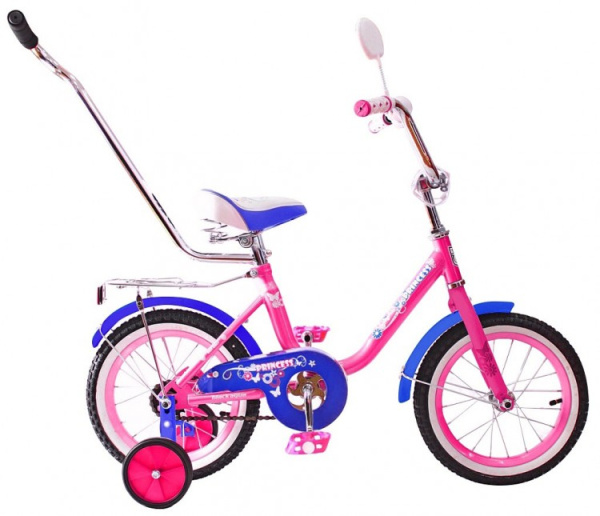 Велосипед 2-х колесный Black Aqua Princess 14" 1s, с ручкой-толкателем (Розово-сиреневый)