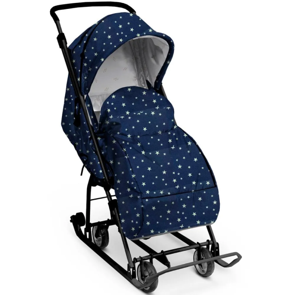 Санки-коляска Наши детки НДТ3-1 (НДТ3-1К/СЗ синий со звездочками)