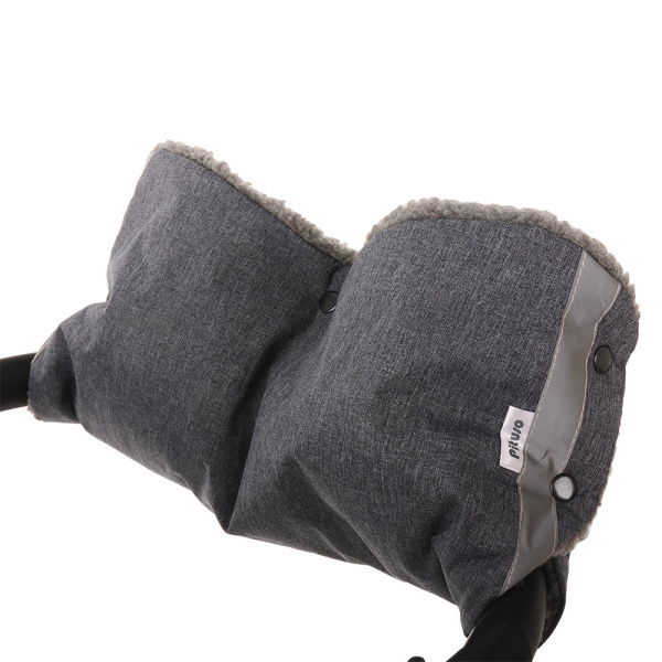 Муфта для рук на коляску Pituso шерстяной мех (серый ) + плащевка (Серый меланж)