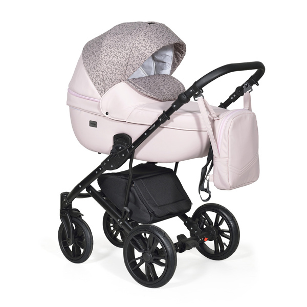 Коляска Indigo Mio 2в1 (Mi04 св.розовая кожа+розовый узор)