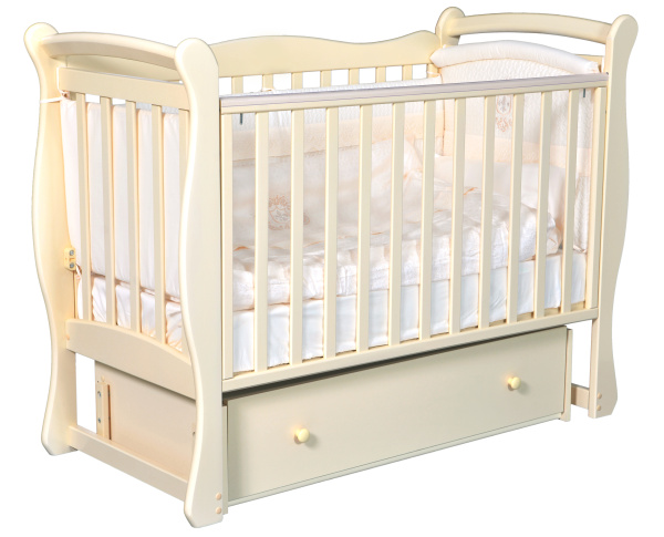 Детская кроватка ByTwinz Camellia-1 маятник универсальный с ящиком (7240 Слон.кость)